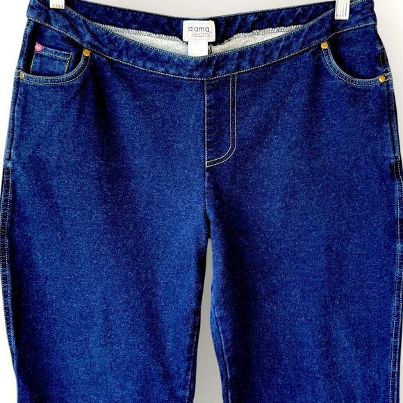 Pajama Jeans Bootcut Mid Rise Terry Stretch Pullon Drawstring Jeans Size L Blue - Picture 4 of 15
